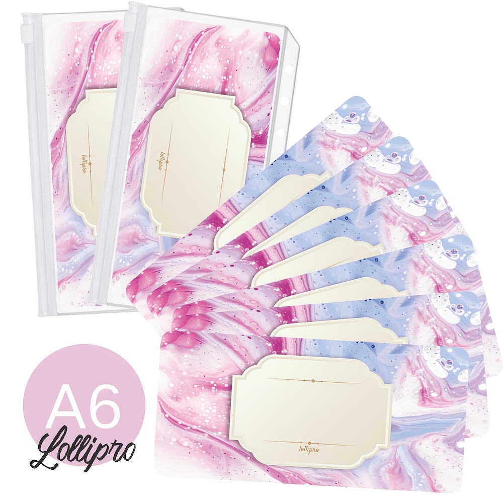 Image of A6 Loose-leaf Transparent Pvc Zipper Binder 2pcs And 6 Sheets 300gsm Rose Material Card For Budget Management, Expense Tracking, Financial Organization, Suitable For Students And Women