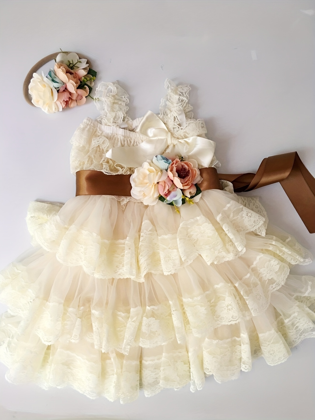 Burlap Lace Flower Girl Dress