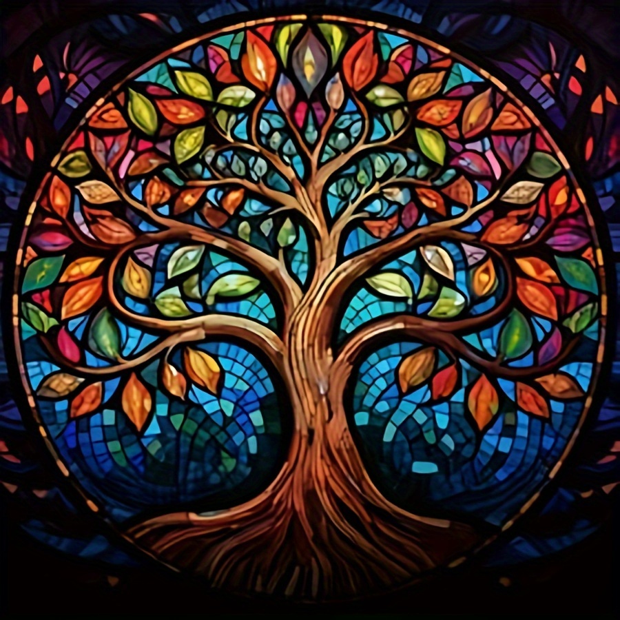 Kit Diamond Painting Arbre De Vie Blanc - 30x30cm, Peinture Diamant DIY Complète