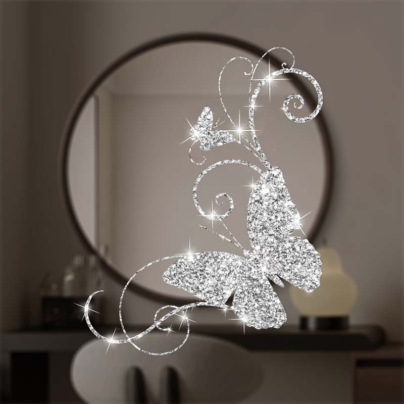 Image of Creative Mirror Decals - Waterproof, Easy To Apply, Removable, Perfect For Modern Home Decor, Suitable For Bathroom Mirrors, Makeup Mirrors, And Full-length Mirror Stickers. Sparkling Mirror Decals