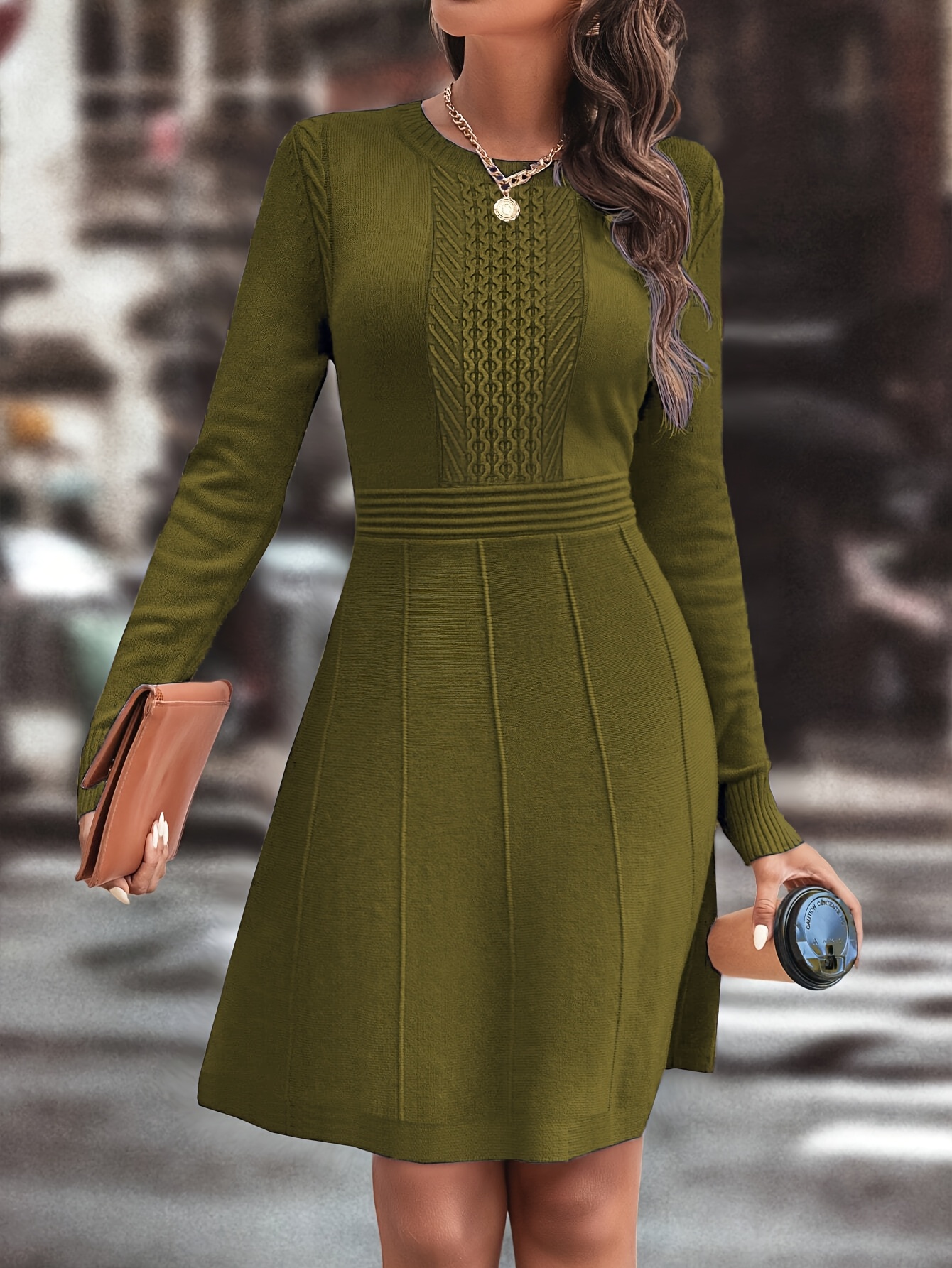 green emerald velvet dress Seta T Women's Fall Dresses Long Sleeve Round Neck Casual Knit A-Line Midi  Dress Small Black at Amazon Women's Clothing store main image 1