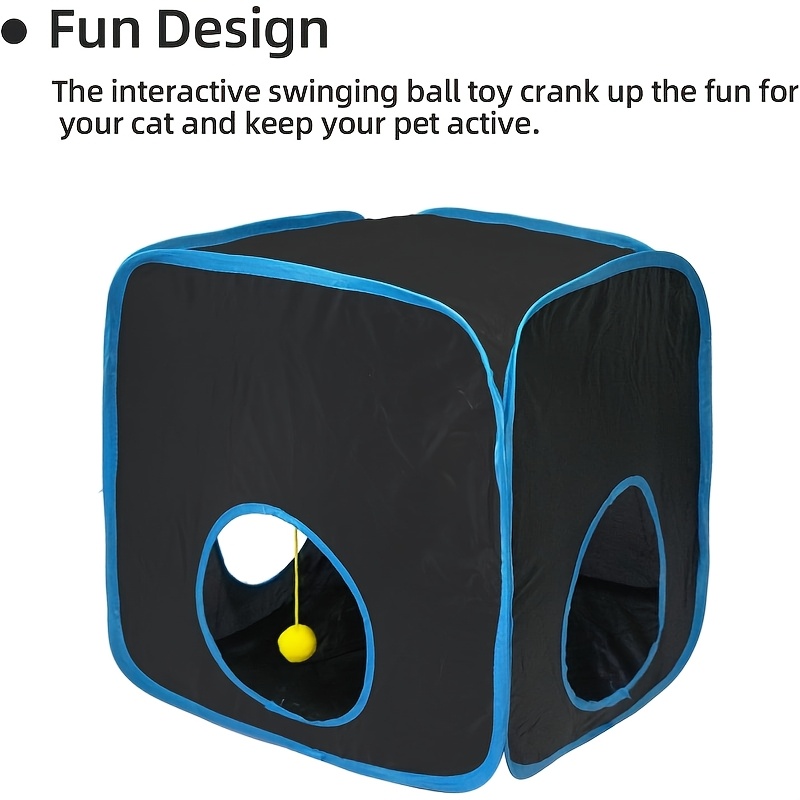 Cat Tunnel with Tent Cube & Feather Toy Combo for Indoor Cats