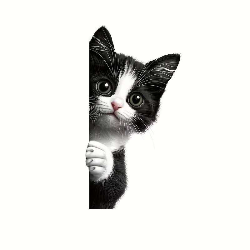 Cute Cat Peeking Window Sticker, A Kitten At . Cute Card Ventilation Animated Print Window Sticker. Vinyl Stickers Are Suitable For Windows, Cars, Trucks, Doors, Toilets, Laptops