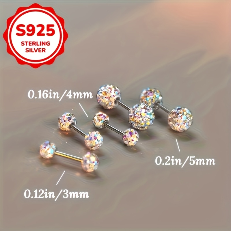 Cercei stud la modă pentru femei, din argint S925, hipoalergenici, cu design sferic strălucitor, perfecți pentru petreceri, întâlniri și ieșiri zilnice