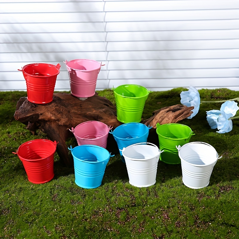 

Set Of 10 Vintage Style Metal Buckets - Perfect For Indoor/outdoor Use As Planters Or Decorative Containers