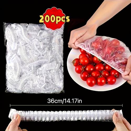 200pcs reusable elastic food covers transparent stretchable plastic bowl and plate seal covers suitable for kitchen and dining