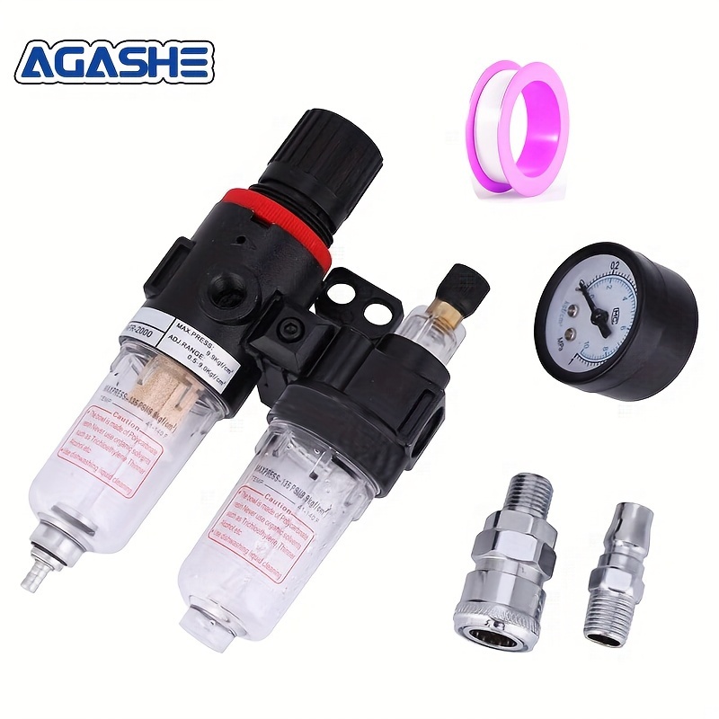 TEMU Agashe Afc-2000 Air Filter Regulator Kit - Pneumatic Tools Oil- Separator Gauge, Couplings & Lubricator Cup - , 1 Piece, Other Materials