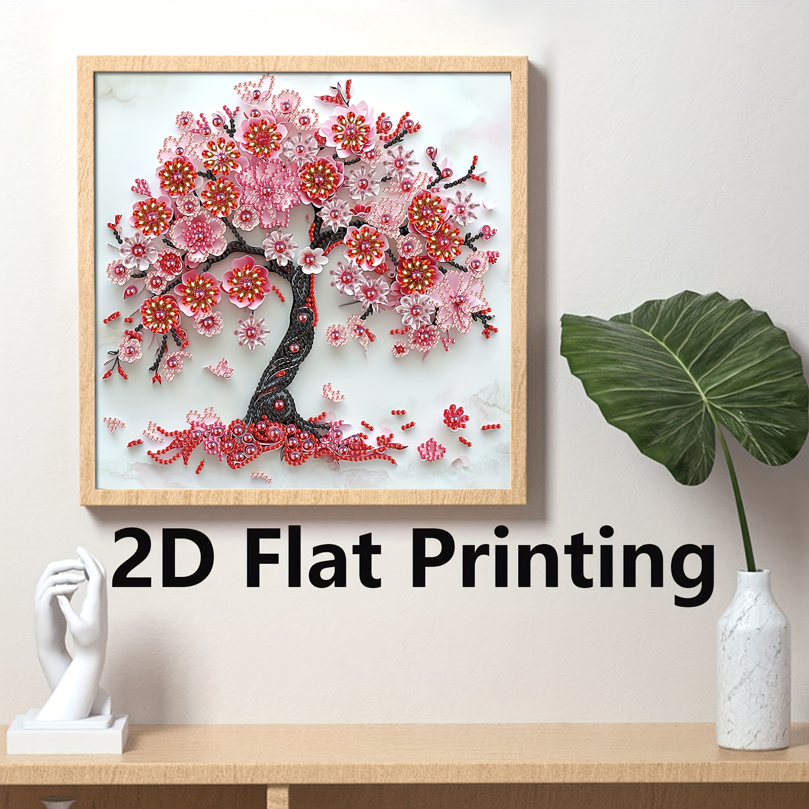 Image of 2d Flat Printing Diamond Painting Art Kit, Diy 5d Special Shape Partial Diamond Painting Mosaic Making Craft, Suitable For Home Wall Decor Art Gift, 2d Flat