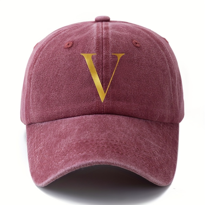 TEMU A Printed 26-letter English Alphabet Baseball Cap, Unisex Couple's Style Washed Baseball Cap, Suitable For Outdoor Vacations, Camping, Leisure,
