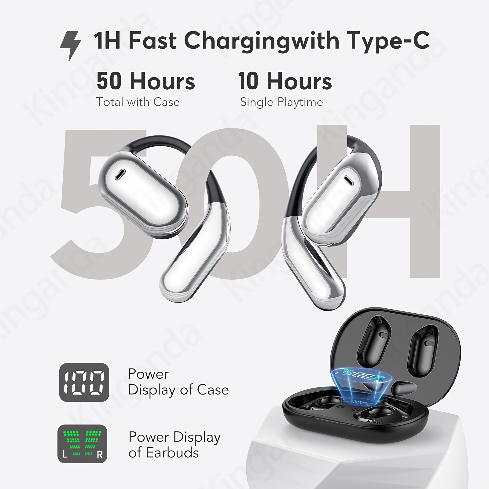 

Ear Wireless Headphones, Wireless Earphones, Touch Volume , -in Mic Ear 50h Ear Buds Led Display Charging , For Running , ,