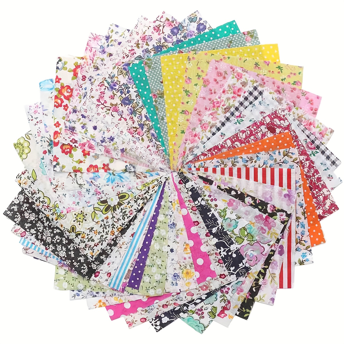 TEMU Kit Fai Da Te 50 Pezzi Patchwork Trapuntato 3,9 * 3,9 Pollici Confezione Tessuto per Cucito a Decorazione Clip Art