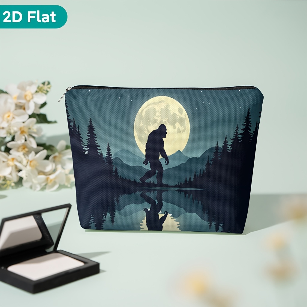 TEMU Cosmetic Bag 1pc, A Standing In Of A Lake, Party Gift Zippered Storage Bag, Lightweight Cosmetic Pouch, For Storing Cosmetics And Small Items, Travel Toiletry Bag, School, Work, Daily Use