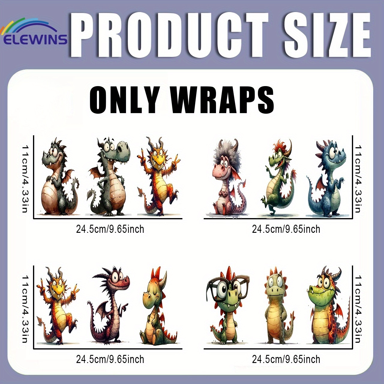 Image of 12pcs Uv Dtf Cup Wraps -quirky Dragons Uv Dtf Transfer Paper Printing Dtf For 16oz Glass Can, Cups, Bottles, School Supplies, Etc, Diy Decoration( Only Uv Wraps Sold)