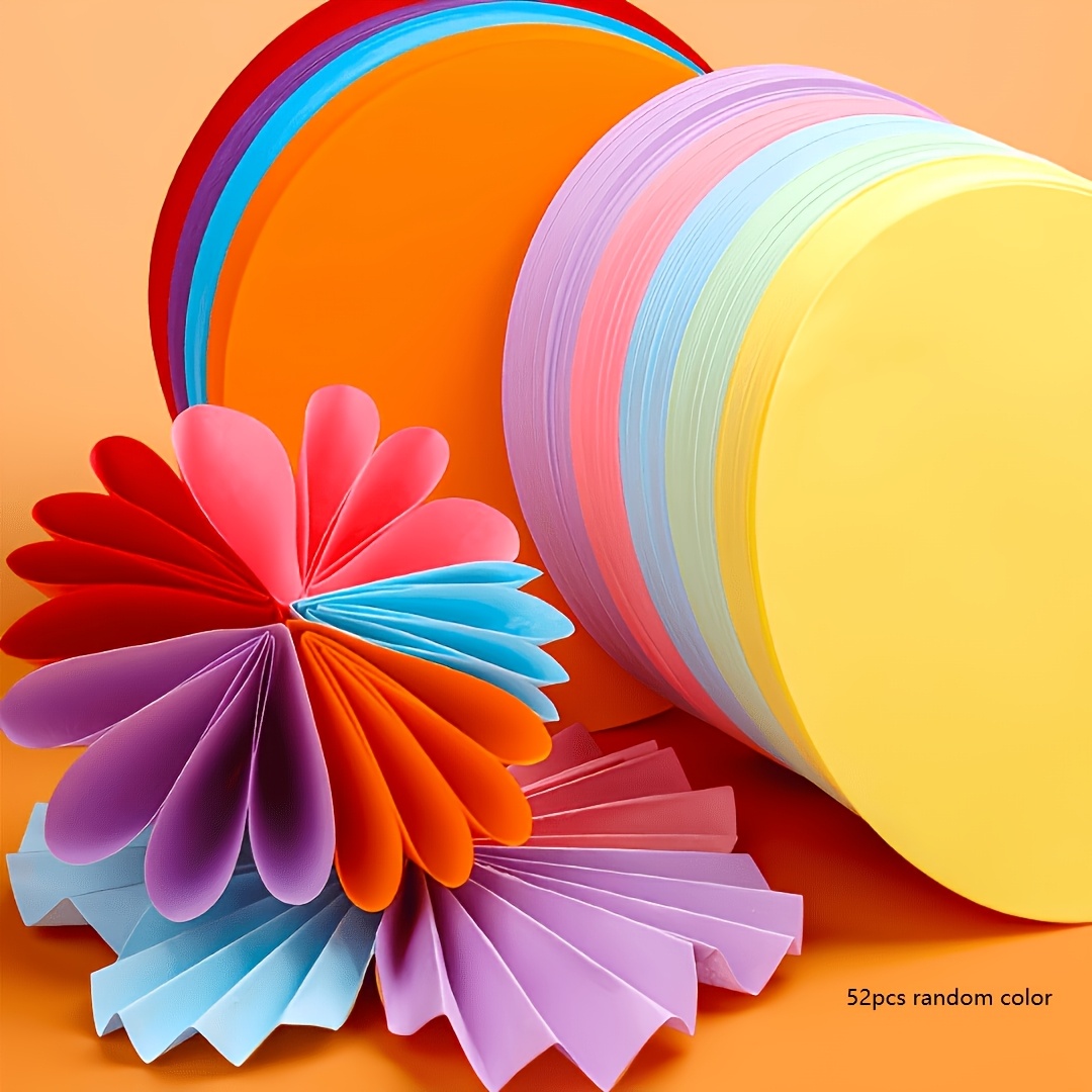 E-shop 52 Stück hochwertiger runder farbiger Karton in zufälligen Farben – für eine Vielzahl von bunten Kunstprojekten, Origami, dekorative