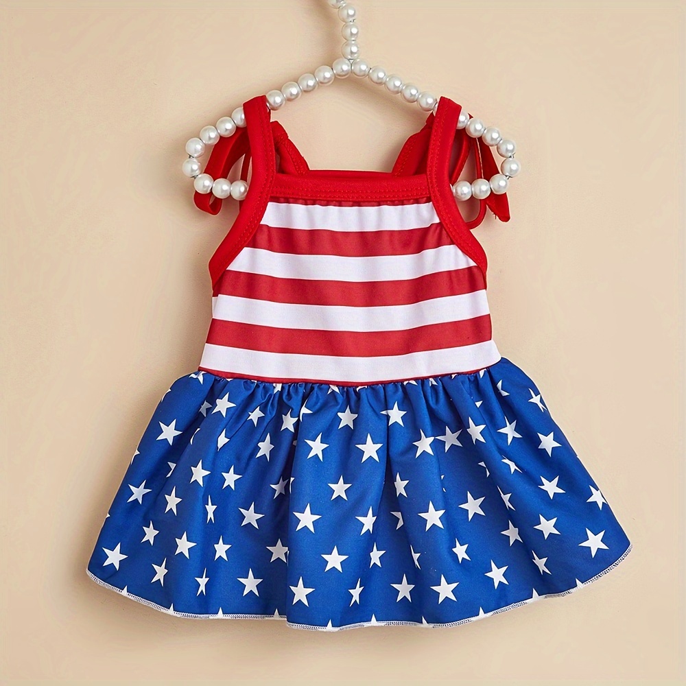 TEMU 1pc Patriotic Pet Dress - Breathable & Quick-dry With American , Stars & Stripes, Skirt Detail - & Casual Attire - Fits Small To Large , Summer | Pet Skirt| Pet Clothes, American Flag Dog Clothes