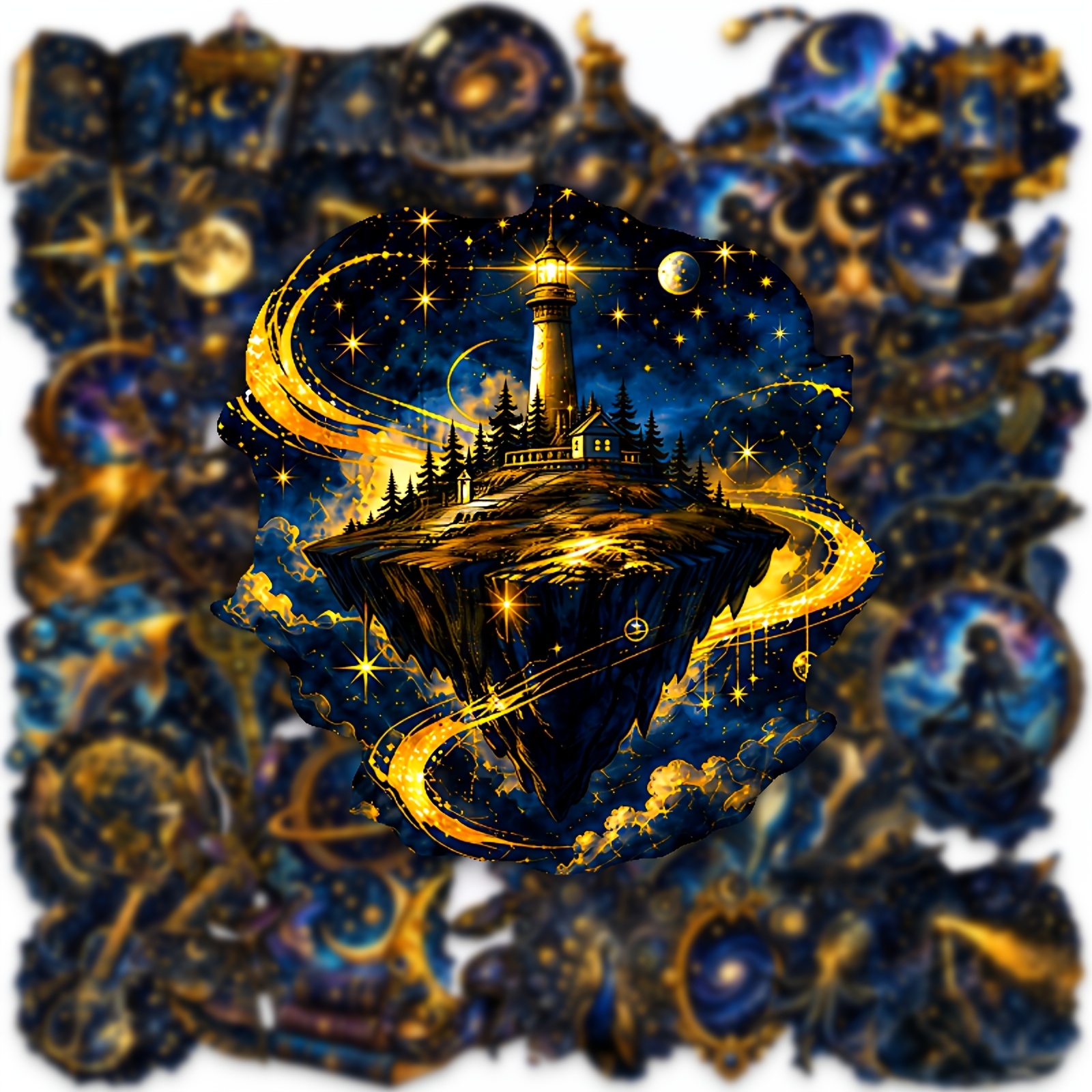 TEMU 50pcs Transparent Pet -golden Stickers, Dark Luxe Fantasy Decorative Decals, Suitable For Laptops, Tumblers, Phones, Journals, Scrapbooks,
