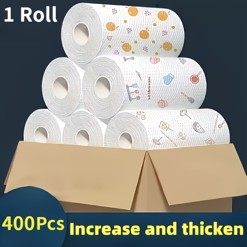 400pcs washable kitchen cleaning cloths   swipe clean dish cloths durable roll type rags multipurpose for kitchen car living room bathroom bedroom must have kitchen cleaning supplies stylish kitchenware cleaning rags