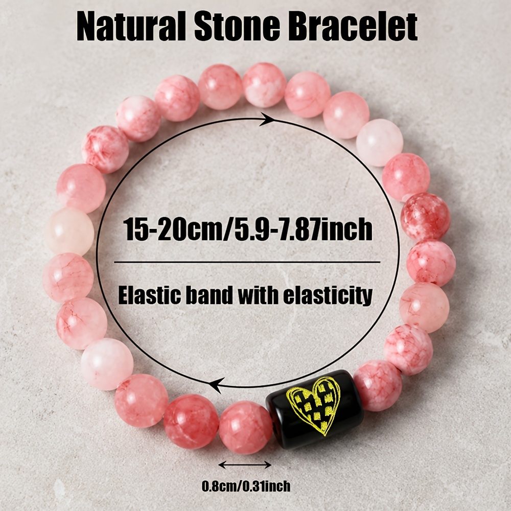Natural Pink Agate Stone Stretch Bracelet for Women