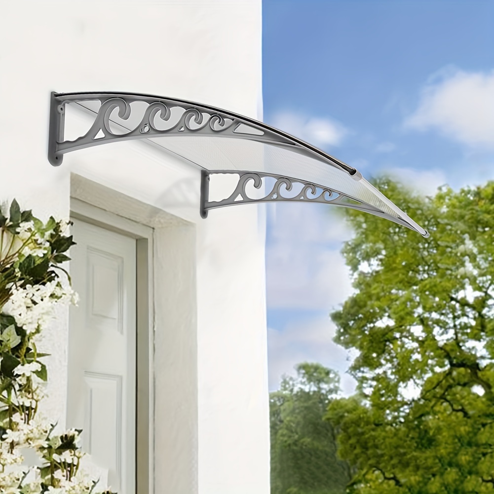 Image of Polycarbonate Outdoor Canopy 80x120cm, Canopy Window Awning, Pp Bracket, Transparent Arch Canopy, For Outdoor Door Or Window