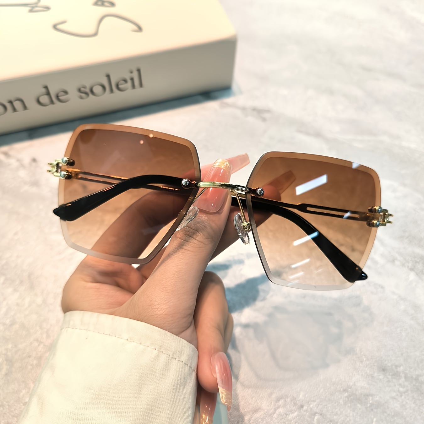 Vibrant Square Women's Rimless Glasses