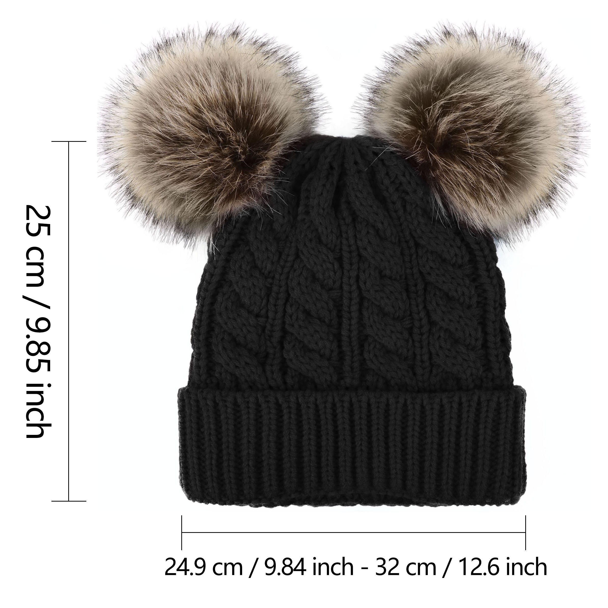 women beanie hat pom pom beanie fleece lined winter hat grey  display picture 1
