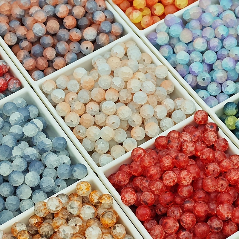 

250pcs Assorted 8mm Scented Frost Moon Beads, Transparent Glass Beads With Matte Finish For Diy Jewelry Making, Multi-colored Perfumed Beading Supplies