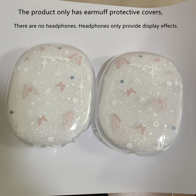 TEMU 1 paire d'étuis de mignons et féminins à thème de neige et papillon, compatibles avec les écouteurs Bluetooth supra-auriculaires for Max