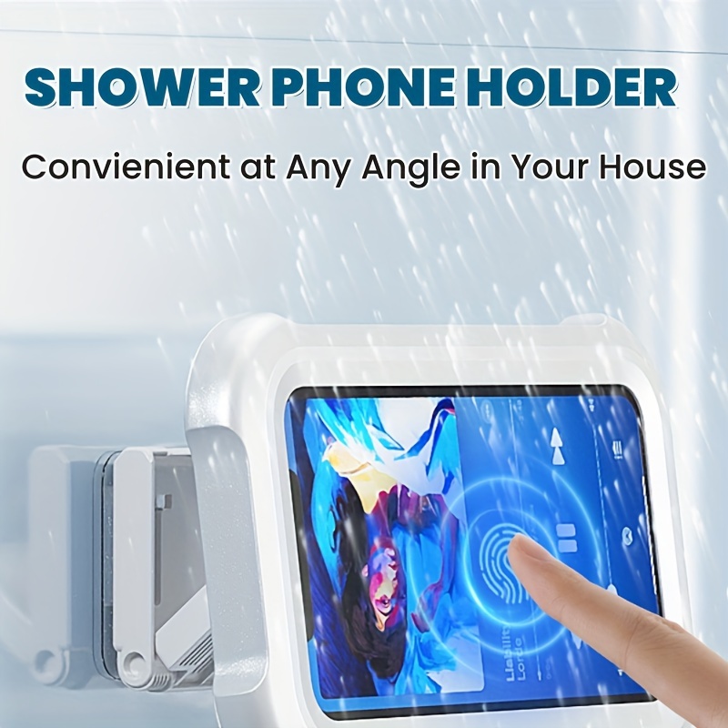 

Waterproof Case With Touch Screen, Shower Accessories Upgraded 480° Rotating Shower Phone Holder Phone Holder Wall Mount Shelf In Bathroom Bathtub For 4" - 7" Cell Phone (white)