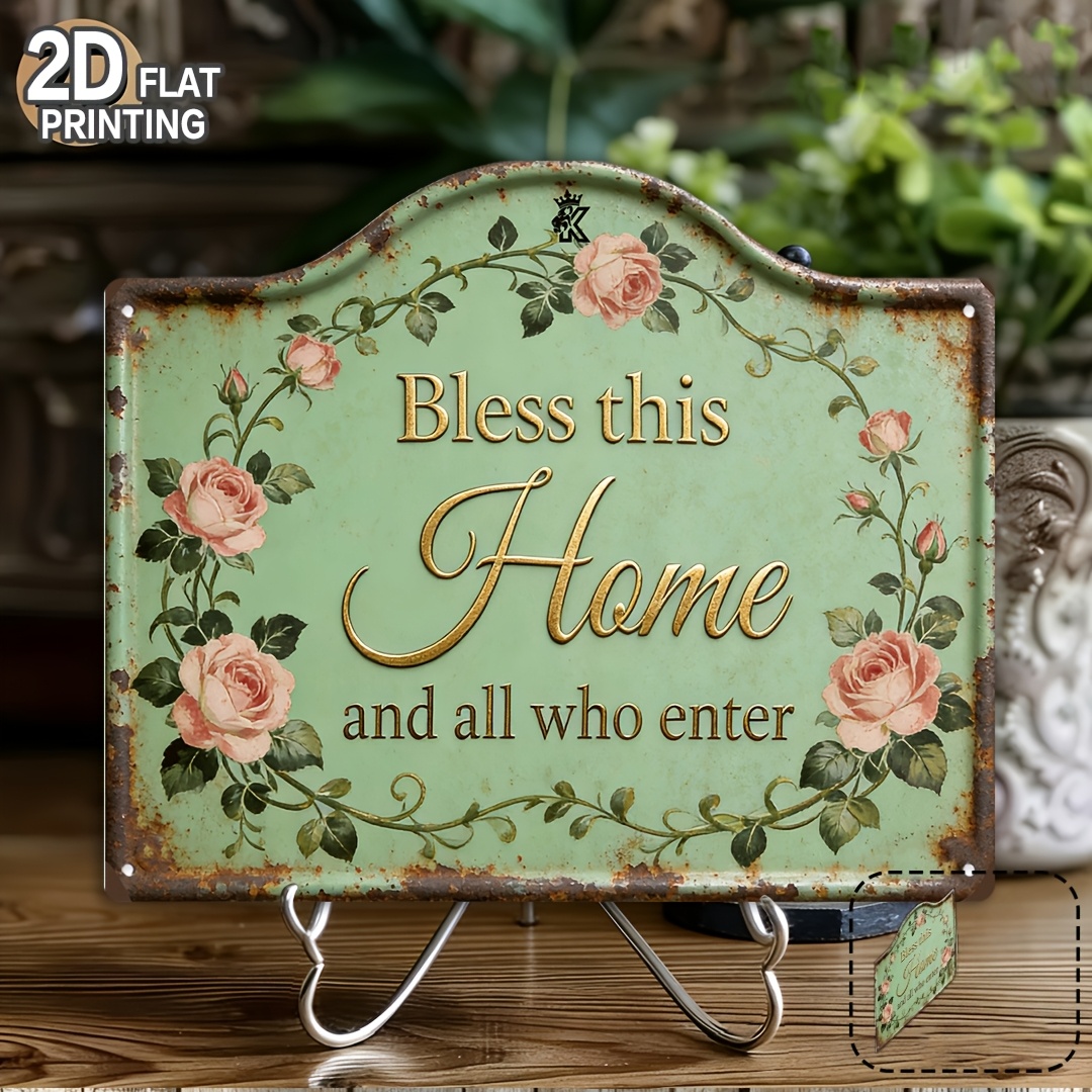 TEMU 2d Flat, 2d Flat Printed Wooden Decorative Plaque With A Floral Theme, Ideal For Wall Decoration. A Perfect Housewarming Gift For Enthusiasts,
