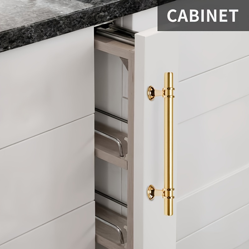 Set Of 10 Polished Gold Tbar Handles, Stainless Steel Kitchen