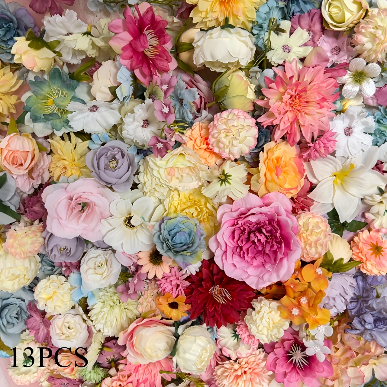 Image of 13/26pcs, Set With Colorful Artificial Flower Heads - Handmade Diy Wedding And Home Decoration, Multiple Sizes - Fabric Flowers For Desktop Display, Battery Free, Floral Decoration