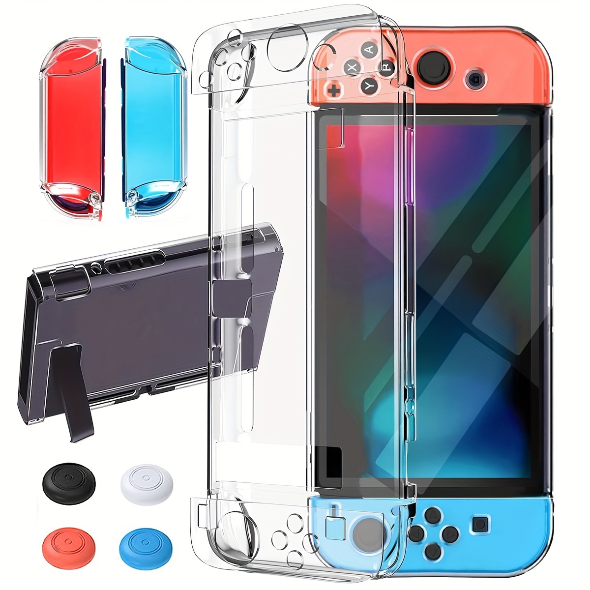 

Switch Protective Case With 4 Caps, Tpu Material, Non-battery Accessory