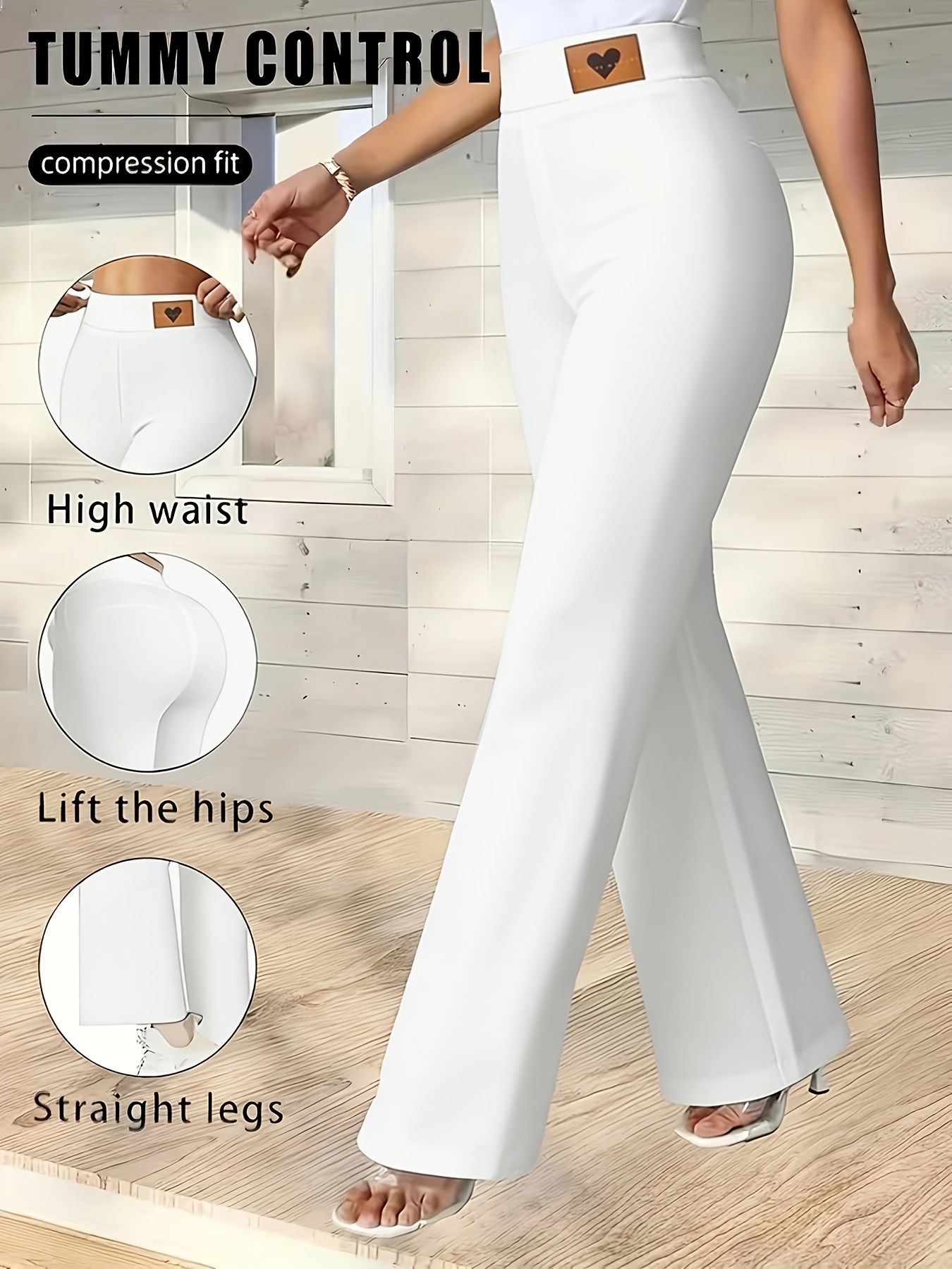 Plus Size Women'S And Hip-Lifting, High-Waisted, Casual, Straight-Leg, Solid Color Women'S Trousers