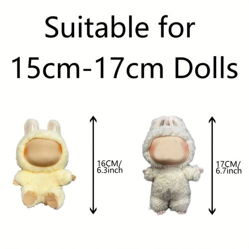 17cm doll clothes for labubu with 3 outfits stylish fisherman hat sweaters pants or skirt set for 17cm dolls adorable labubu accessories for play display not included shoes doll