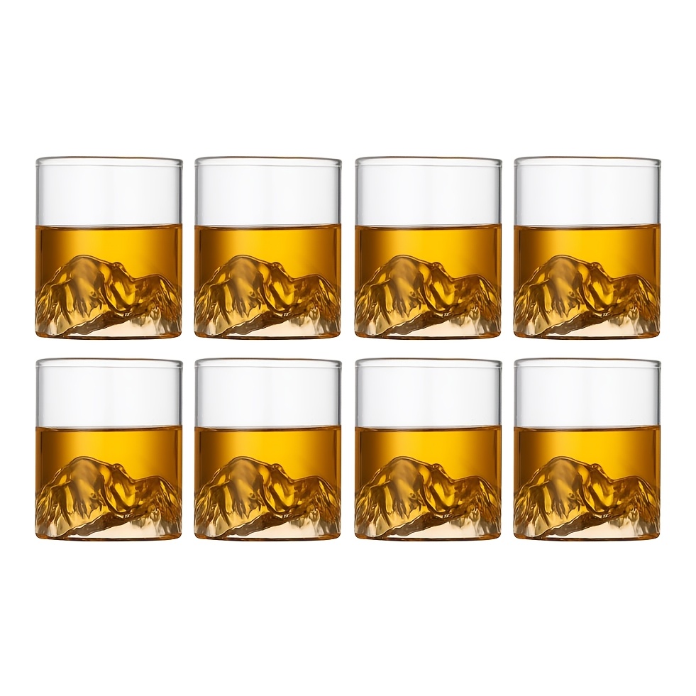 Image of Of 8 Japanese Double-layer Glass Cups, 300ml/10.14oz Borosilicate Glass, Flat Shape To Natural Flavors, Stylish And Durable, Suitable For Cocktails, Tea, And Whiskey