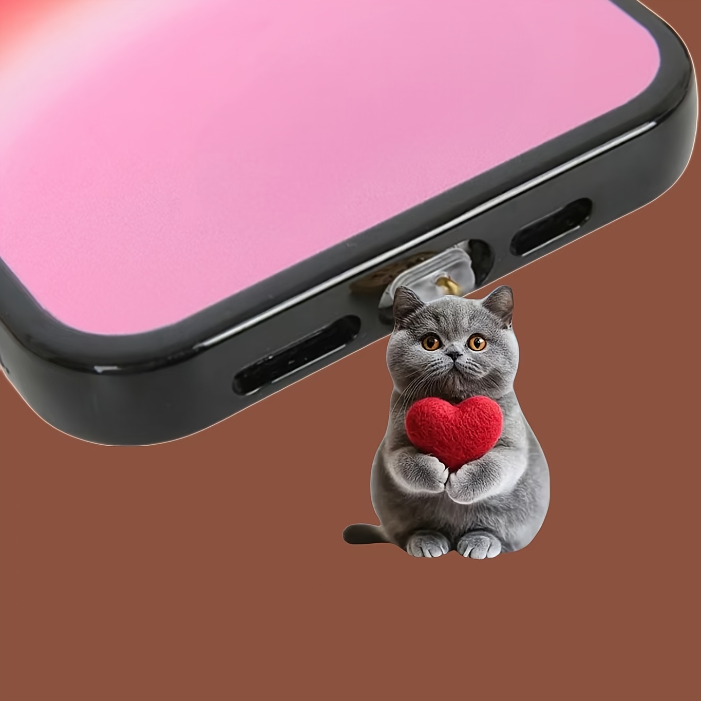 

1pc British Shorthair Cat Acrylic Dust Plug, Compatible With Iphone/type-c Android Connectors, & Maintenance Accessory