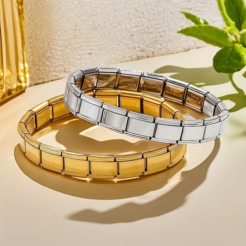 2pcs Unisex Fashion Modular Bracelet Watch Strap, Diy Interchangeable Bangle For Daily Wear And Gifting