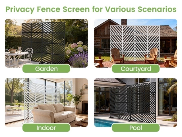 Outdoor Privacy Screen | Freestanding Rustproof Iron Fence Panel For Patio, Garden, Balcony, Ac Unit Cover, Trash Can, Modern Decorative Divider By Mophoto