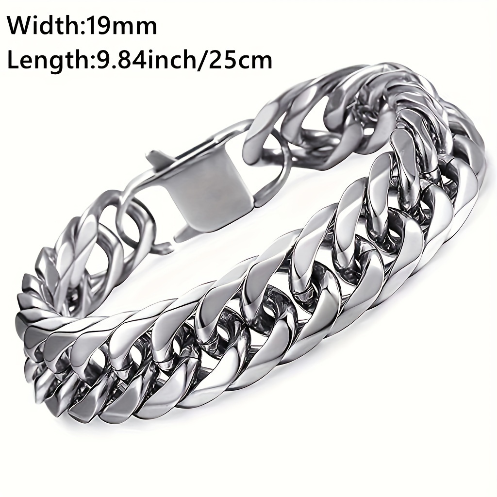 E-shop 16/19/21 mm Breite 316 Edelstahl Bordsteinarmband Hip Hop Party Herren 316 Edelstahl Armband Schweres Kettenarmband