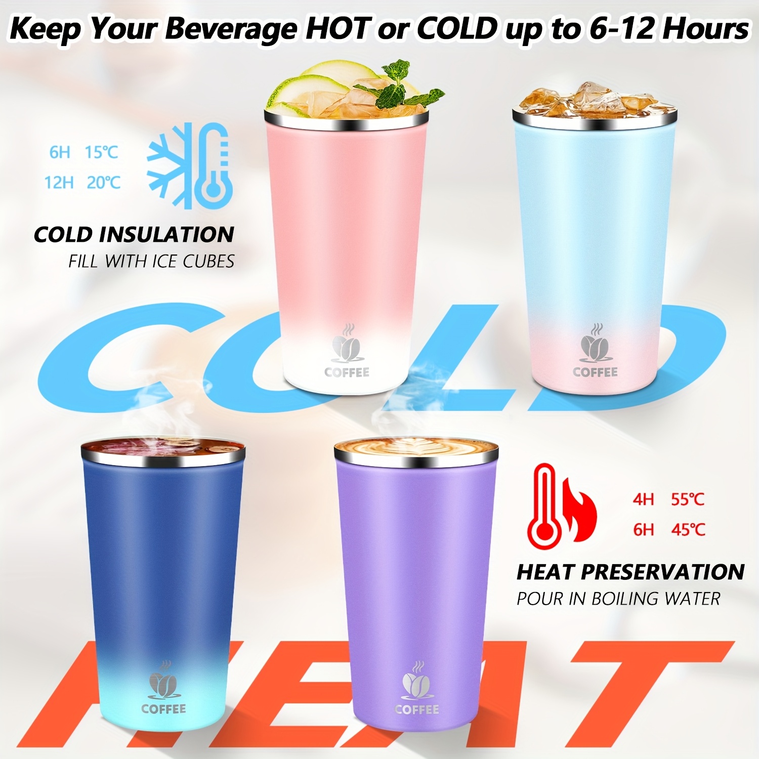 17oz Insulated Travel Coffee Mug with Flip Lid – Leakproof, High-Quality Stainless Steel Tumbler for Hot & Cold Drinks, Perfect for Camping, Office, Home, and Outdoor Adventures, Coffee Travel Mug