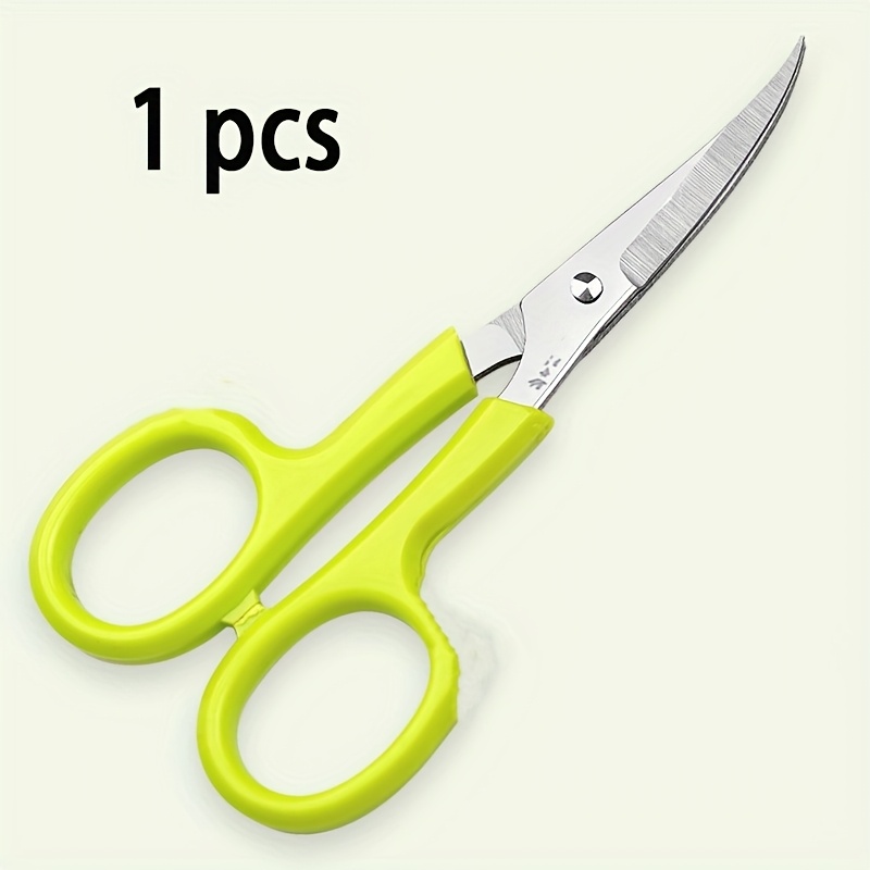 TEMU 1pc Green Stainless Steel Scissors With Curved Tips Embroidery & Diy Crafts - Ergonomic Handle, Sharp Blades, Durable Fabric-safe Design, No