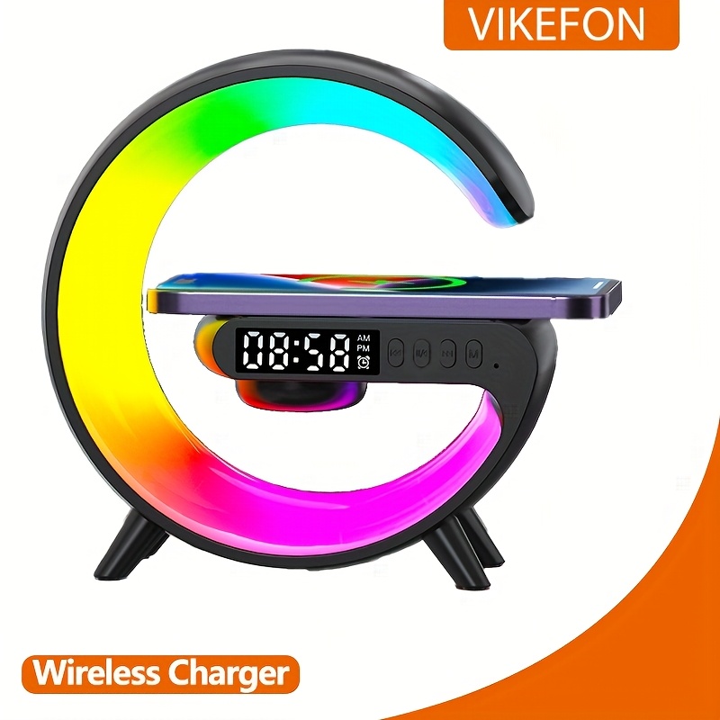g light multifunctional cell phone wireless charging station fast wireless charger portable speaker hi fi   led rgb night light alarm clock for iphone 16 15 14   11 pro for     for samsung galaxy s25 s24 s23 holiday gift