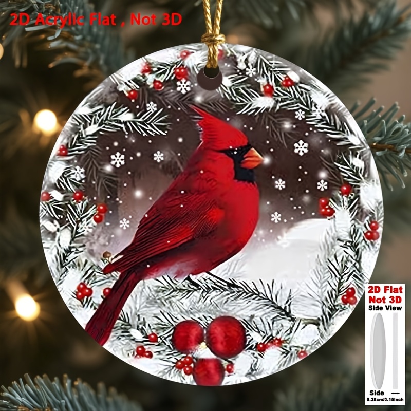 TEMU Ornement Commémoratif Cardinal Rouge | Décoration de Sapin de Noël, Souvenir en Acrylique pour les Chers, Style Bohème, Plumes, Utilisation