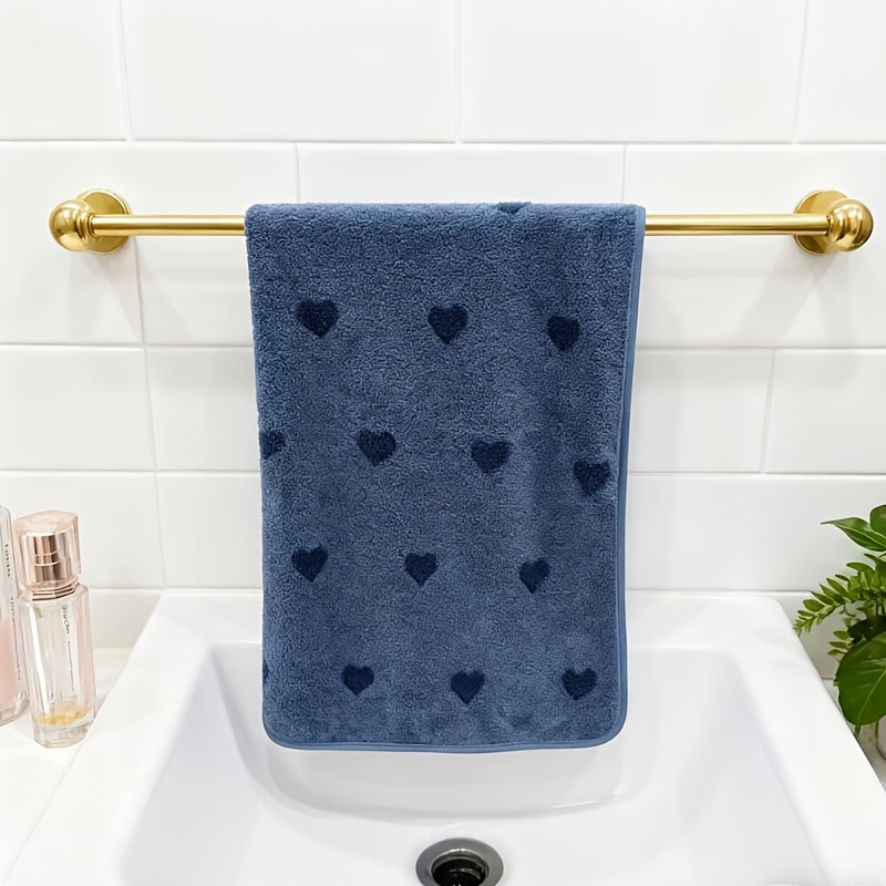 TEMU Asciugamano Jacquard a Cuore Blu 75cm*35cm Confezione Singola, Asciugamano da Bagno, Asciugamano da Cucina, Asciugamano Nuovo Stile, Asciugamano
