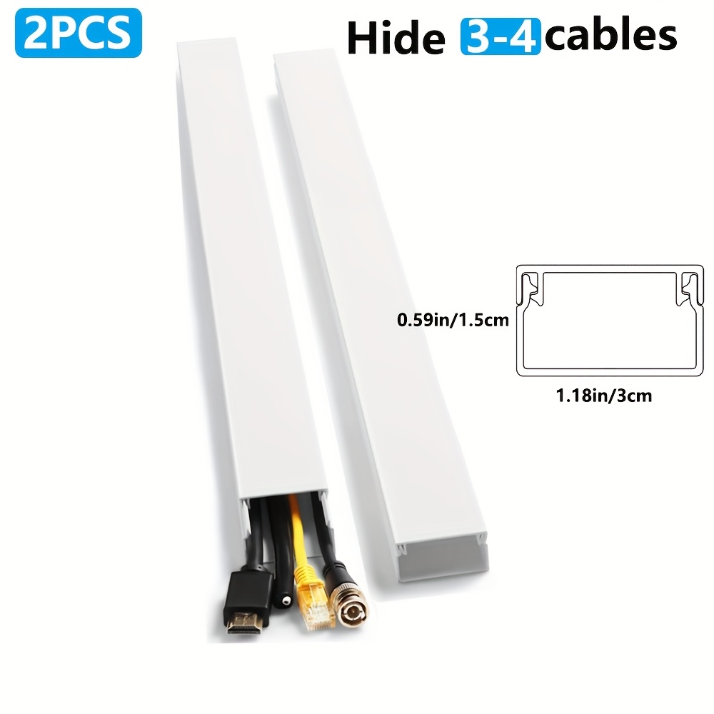 E-shop 2er-Pack PVC - 31,4 Zoll Selbstklebende Kabelmanagement-Wand für Home Office, Mini-Draht- und TV-Kabel Organizer Kit, Robustes Plastik, Einfache
