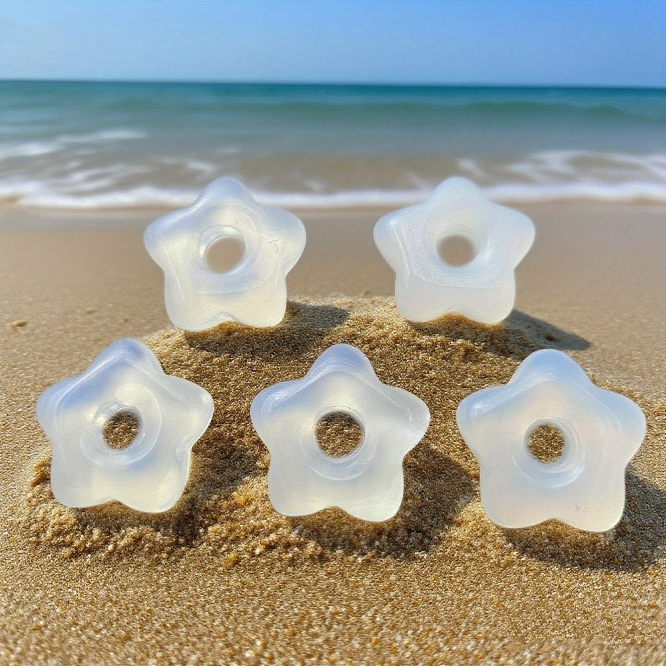 5pcs Natural Stone Opalite Flower Pendant Charm