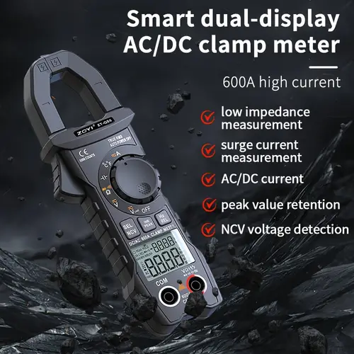 zt qs9 digital clamp meter 600a current true rms intelligent clamp meter auto range 6000 count multimeter can measure ac voltage ac voltage ohm ncv tester