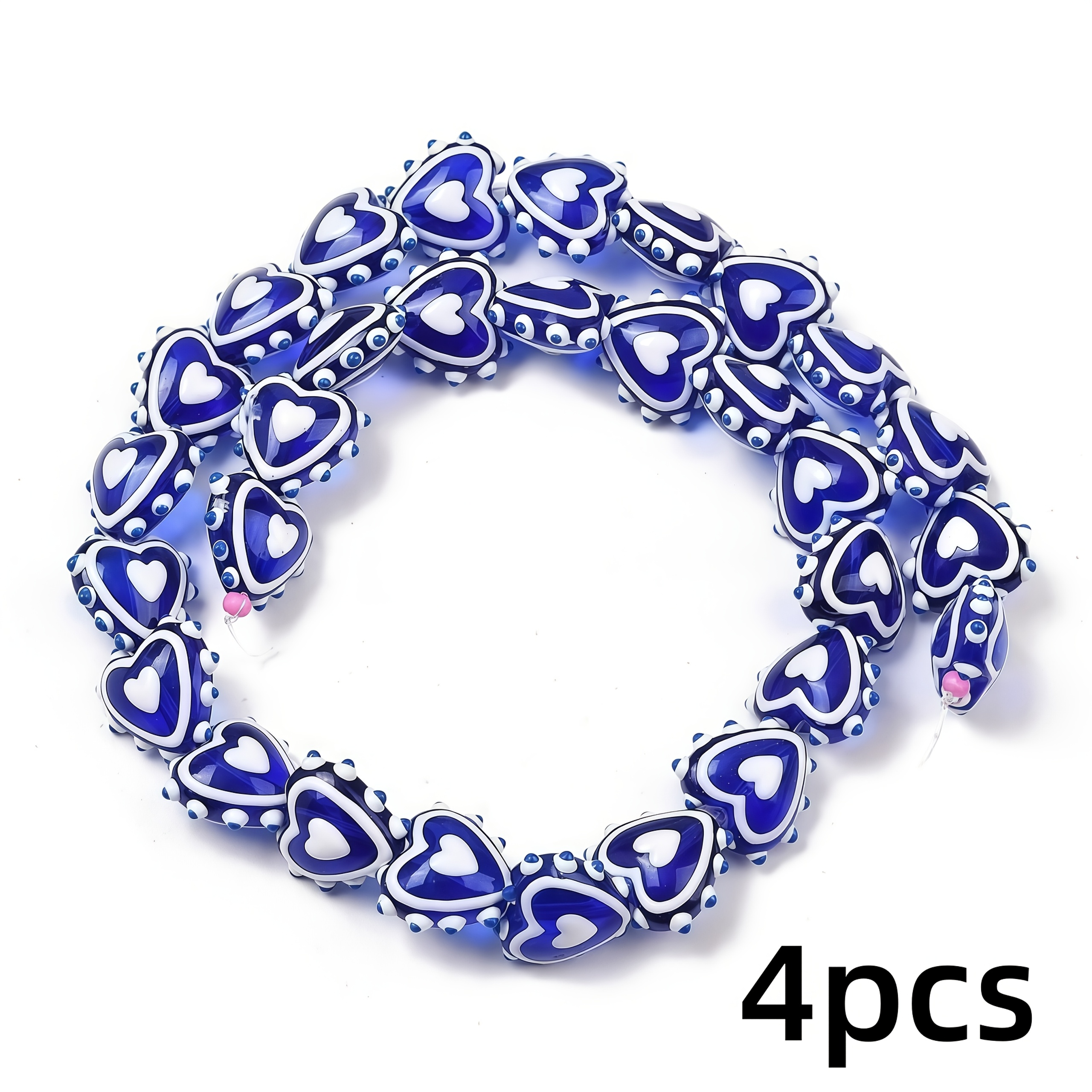 TEMU 4/8/20pcs Handmade Royal Blue Glazed Beads, Serrated Raised 3d Texture, Sweet And Diy Bracelet Necklace Accessories