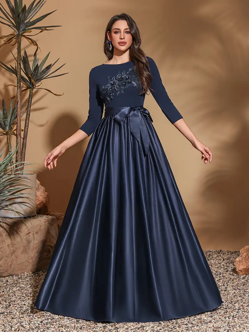 medium long sleeve embroidered bow belt dress - Temu Australia medium long sleeve embroidered bow belt dress - Temu Australia