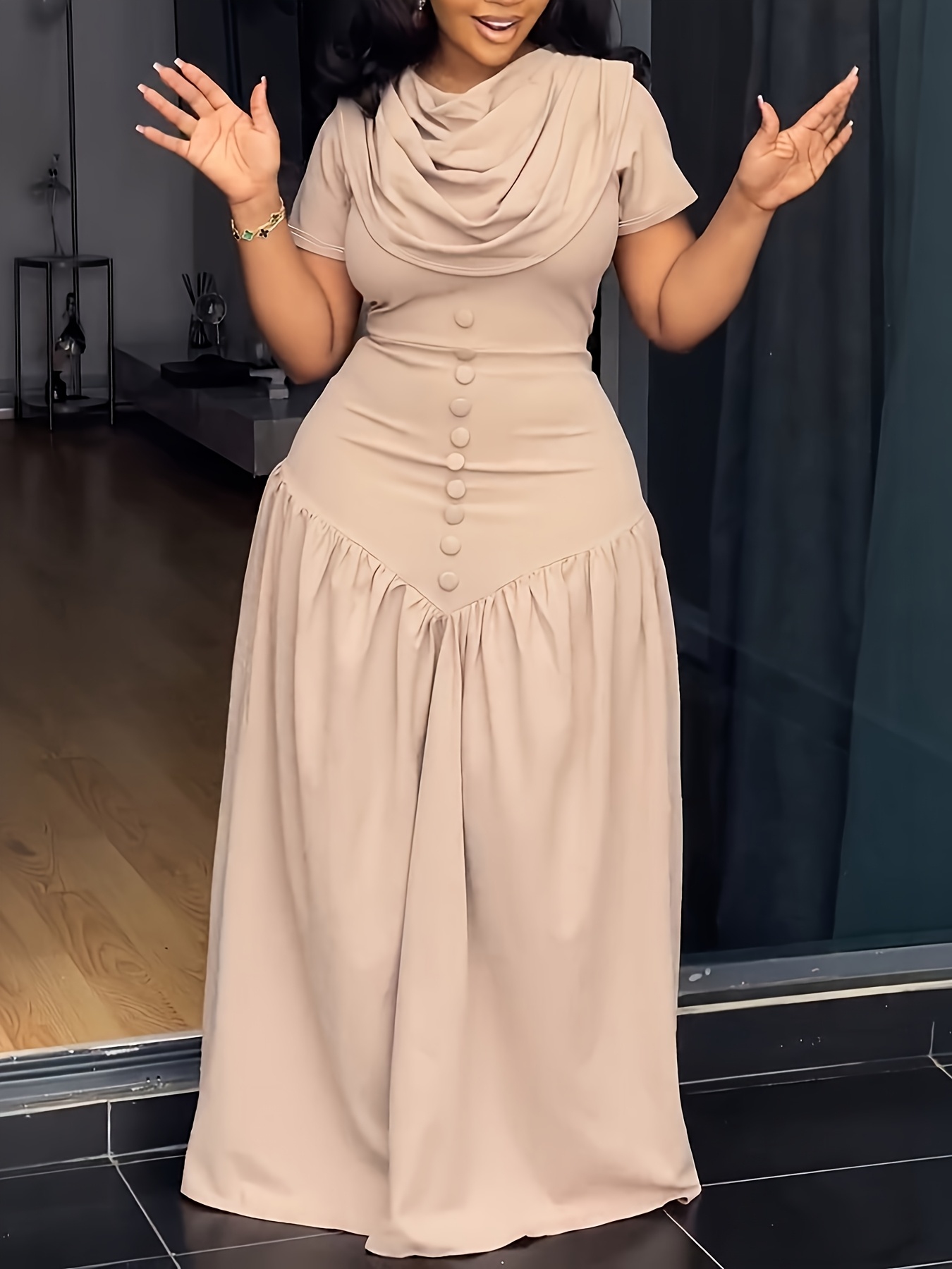 cream color dress women Front Zipper Cream Sweater Dress-330 | Womens Clothing and Fashion main image 1